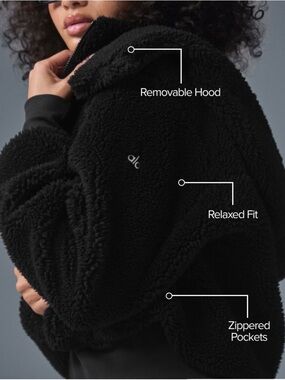 ALO Yoga Black Sherpa Zip-Up Jacket